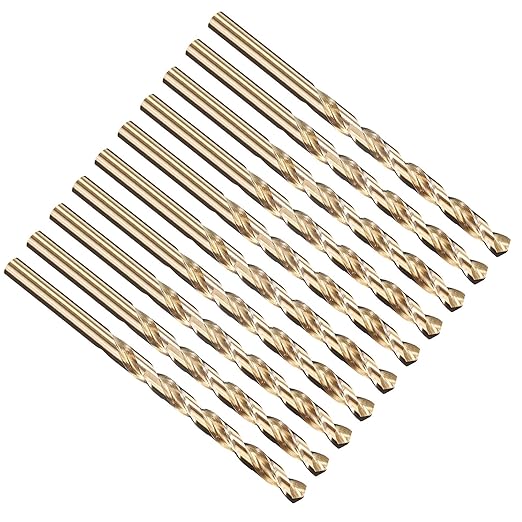 PATIKIL 13/64" Drill Bit, Jobber Straight Shank M35 Cobalt 5% High-Speed Steel 135째 Gold Finish for Stainless Steel Hard Metal - 10 Pack
