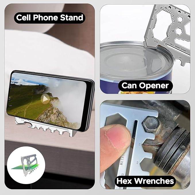 40-in-1 Credit Card Multitool ??TSA Compliant EDC Tool Card, Slim Pocket Survival Wallet Tool(Silver, Single)