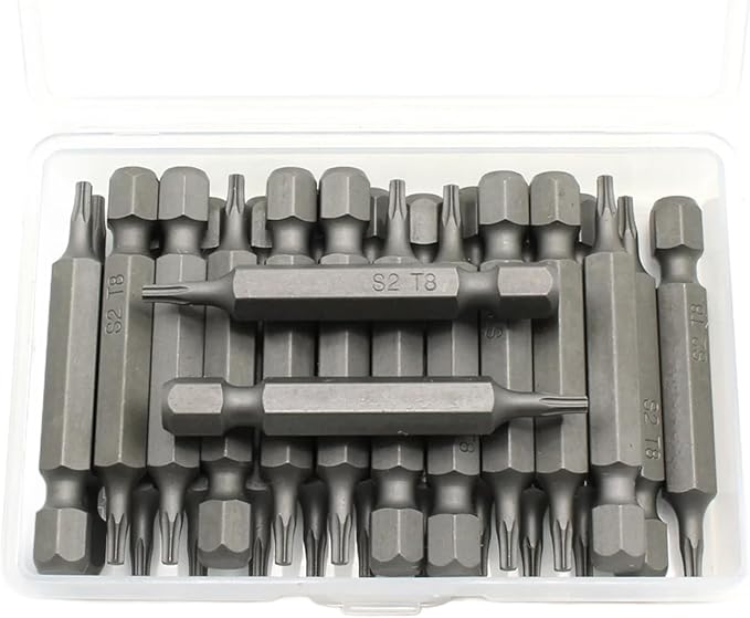 TEMO 25 pc T8 Torx Star Head Screwdriver Bit Set, S2 Steel 6 Point T-8 2 Inch Screwdriver Insert Bits