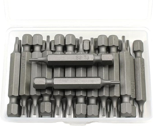 TEMO 25 pc T8 Torx Star Head Screwdriver Bit Set, S2 Steel 6 Point T-8 2 Inch Screwdriver Insert Bits