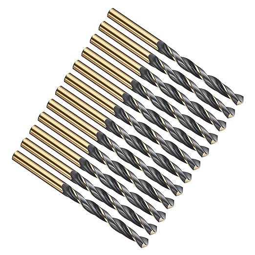 PATIKIL 7.5mm Drill Bit, Jobber Straight Shank 4341 High-Speed Steel 118째 Black and Gold Finish for Medium-Hard Metal Steel Acrylic - 12 Pack