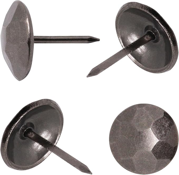 YuGtcen 100pcs Upholstery Tacks, Decorative Nails Thumb Tacks Metal Upholstery Nails for Wood Upholstery Pins Vintage Furniture Tacks (16x20mm, Dark Grey)