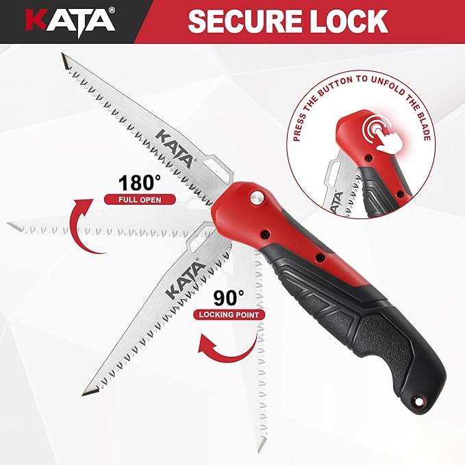 KATA Folding Hand Saw for Crafts - 2-In-1 Compact Drywall Cutter Hacksaw Tool with Quick Change Bi-Metal Blade - Small Job Saw, DIY HandSaw for Cutting Metel, Wood, PVC, Sheetrock, Plywood, Model