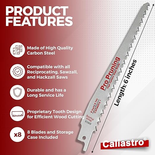 6-Inch Wood Cutting & Pruning Saw Blades for Reciprocating/Sawzall Saws - 8 Pack