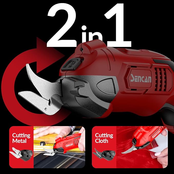 Electric Scissors for Cutting Fabric, Cardboard & Plastic, Sewing Crafting Cardboard Heavy Duty Cordless Shears Cutting Tool with 2 Replacement Blades