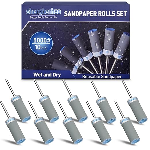10Pcs 5000 Grit Sanding Drums Sandpaper Sticks Set for Dremel Rotary Tool with 1/8" Shank Sanding Bits Kit Rotary Tool Accessories Suitable for Final Polishing Metal and Jewelry (5000 Grit)