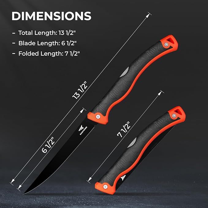 KastKing Folding Fillet/Fishing/Camping/Hunting Knife, Razor Sharp G4116 German Stainless-Steel Blade, Non-Slip Handles, 13 쩍 inch overall Length, only 7 쩍 inch folded, Includes Sheath