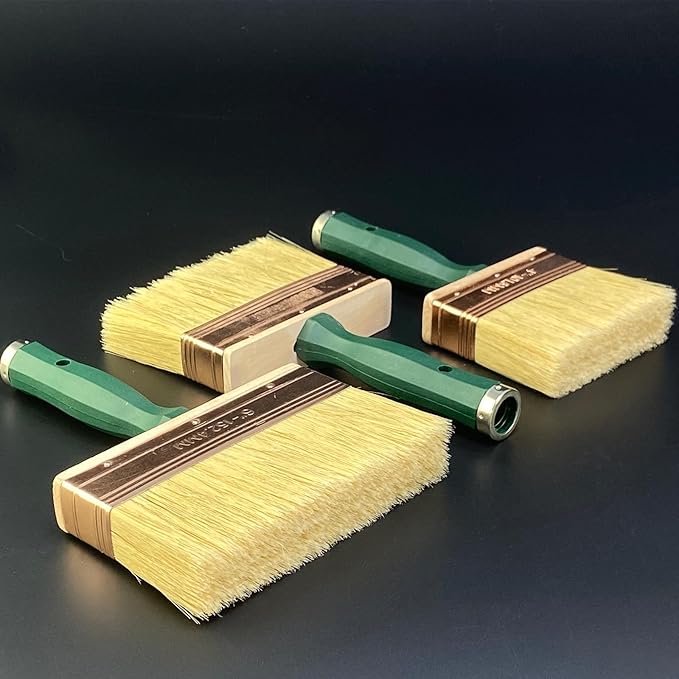 Deck Stain Brush Set, 3 Pack Large Paint Brushes (4", 5", 6") with Threaded Extension Hole, Deck Stain Applicator, Masonry Brush, Stain Brushes for Wood Deck, Fence, Walls and Furniture