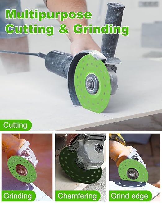 4.5" Diamond Rock Slab Grinding Disc Set, 6 Pcs Ultra-Thin Multi-Pore Cutting Blades for Tile, Glass, Marble, Compatible with Angle Grinder & Diamond Saw Blades