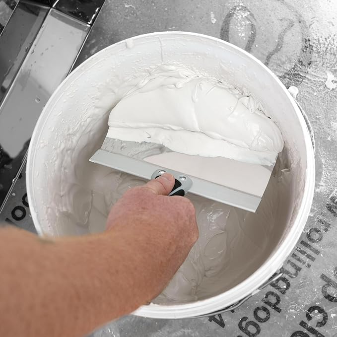 ROLLINGDOG Drywall Bucket Scoop - 8 inch Stainless Steel Bucket Scraper Mud Scoop for Drywall,Plaster for Clean Paint,Mortar,Putty,etc