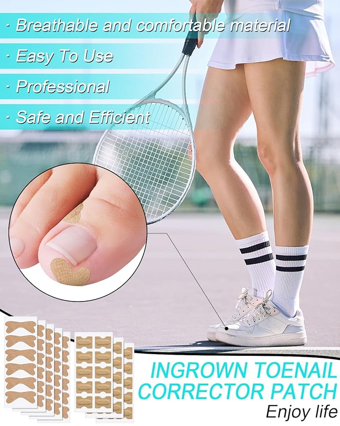 Ingrown Toenail Correction Treatment Tool, 60Pcs Ingrown Toe nail Corrector Patch in 2 Types, Professional Safe Ingrown Toenail Tool with 2 Pedicure Tools for Ingrown Toenail Remover