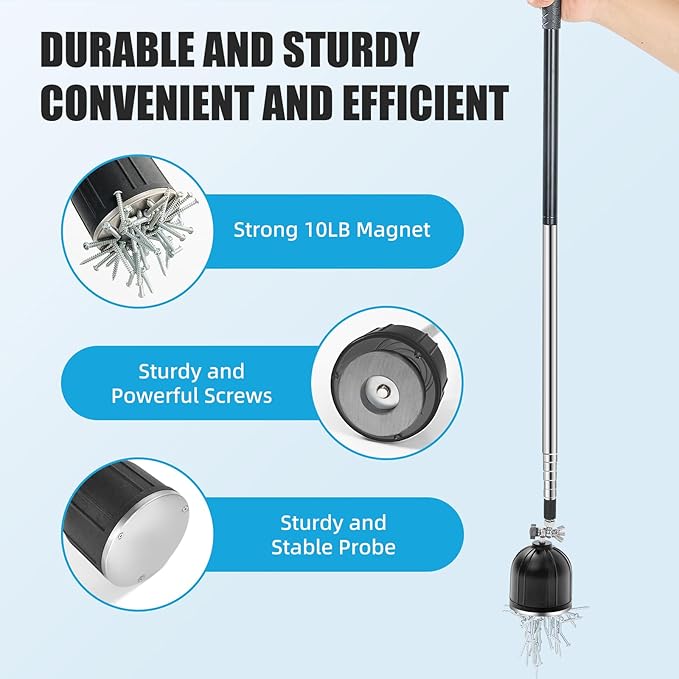 Magnetic Pickup Tool, 180째 Rotating Head, 10LB Heavy Duty Magnet Stick with Handle, Extendable Magnet Wand for Nails, Screws & Metal Objects, Strong Magnetic Tool for Mechanics & Home Use