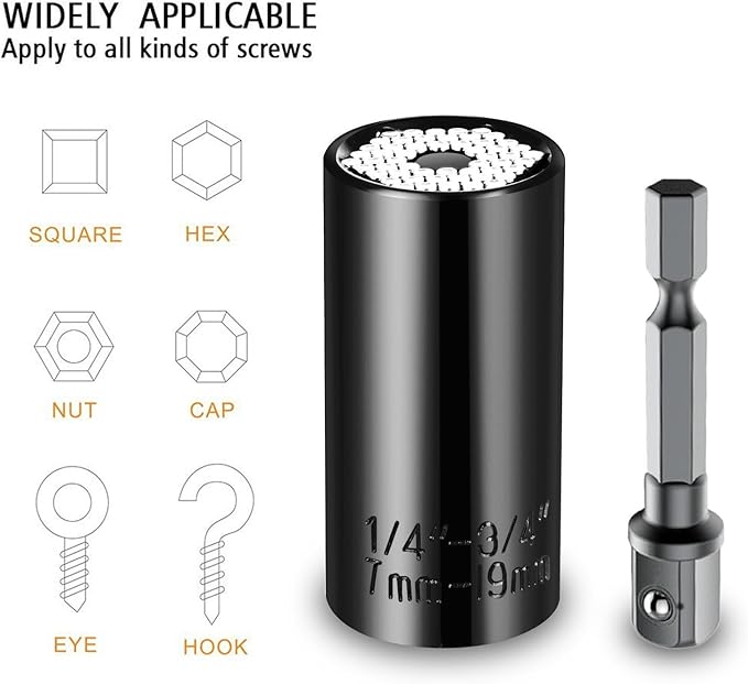 Super Universal Socket Tools Gifts for Men - Christmas Stocking Stuffers for Men Grip Socket Set with Power Drill Adapter Cool Stuff Ideas Gadgets for Him Birthday Gifts for Dad Women Husband