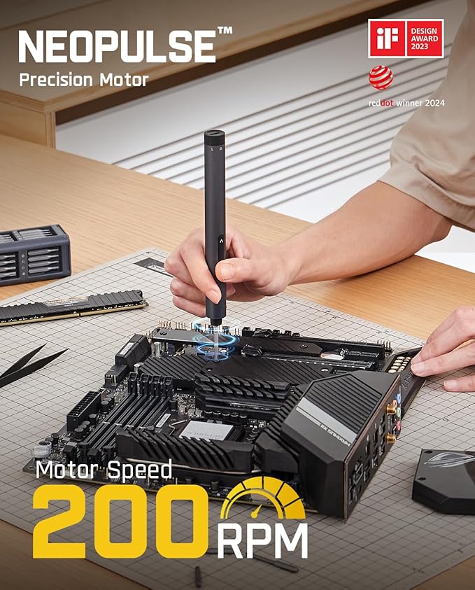 Fanttik E1 Max Electric Screwdriver, Mini Precision Screwdriver Set, 50 Magnetic Bits, Magnetic Storage, 5/32?섃섽ex, Repair Tool Kit for Electronics Phone Camera Laptop Watch (Grey)