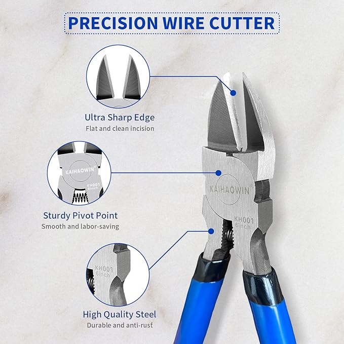 Wire Cutters 10 Pack, KAIHAOWIN 6 inch Dikes Small Wire Cutters Flush Cutters Wire Snips Clippers Diagonal Cutters Side Cutters Cutting Pliers for Crafting