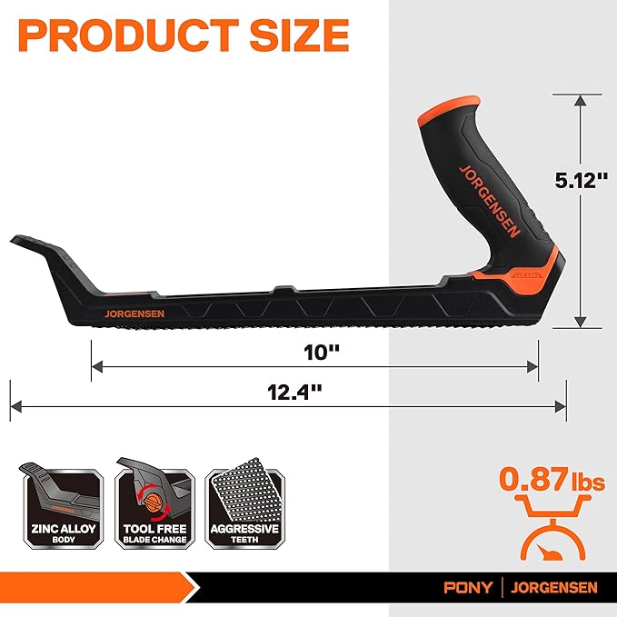 JORGENSEN Wood Plane, Professional Surform Plane, Zinc Alloy Die Casting Body, 65MN Sharp Blade, Wood Shaver Tool for Woodworking Rasp - Ergonomic Soft Grip Handle