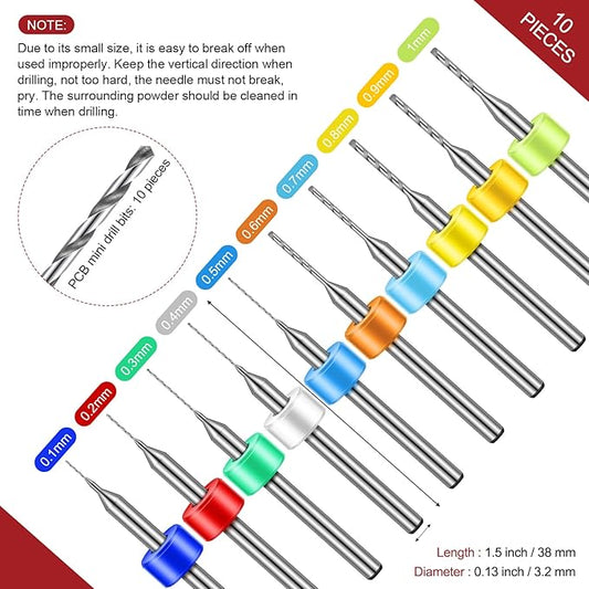 59 Pieces Hand Drill Bits Set Include 49 Pcs Metal Pin Vise Hand Drill Micro Mini Twist and 10 Pcs Tungsten Carbide PCB Rotary Tools for Resin Polymer Wood Craft DIY Jewelry Making Carving