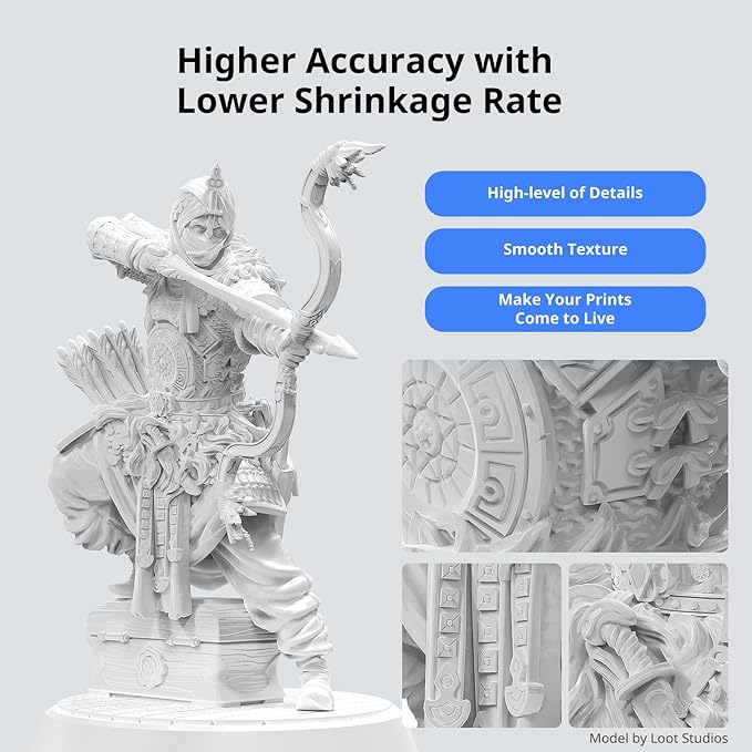 ANYCUBIC ABS-Like Resin 3.0, Upgraded 14K 3D Printer Resin with Enhanced Strength and Toughness, High Precision, Low Odor, Wide Compatibility for All LCD Resin 3D Printers (White, 1kg)