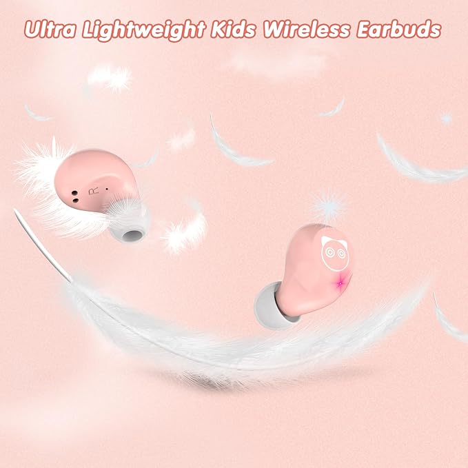 Bluetooth headphones, Bluetooth 5.3 Headphones HiFi Stereo, True Wireless Earbuds, LED Digital Display Wireless Earpods, Ear Buds with Microphone, IPX5 Waterproof Earbuds for School/Sport(Pink Cat)