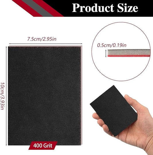 27 Pcs Sanding Sponge Pads 400 Grit, Wet Dry Washable Foam Sanding Block, Abrasive Sand Paper, Reusable Sanding Paper for Hand Sanders, Wood, Metal, Auto, Drywall, Furniture Polishing