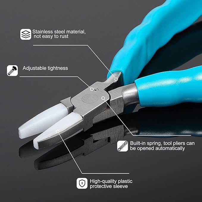 Bolgrona Stainless Steel Adjusting Eyeglasses Leg Tightness Half Round Plier Eyeglass Arms Frame Plier Glasses Repair Parts Tool (Blue)