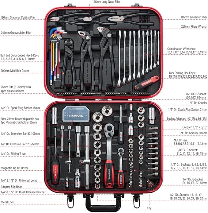STARWORK TRUE MECHANIC??169-Piece Mechanics Tool Set, Professional, Metric