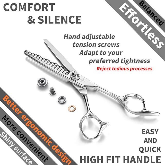 High-end Professional Hair Cut Thinning Scissors Hair Cutting Teeth Shears Barber Hairdressing Texturizing Scissor Extremely Very Sharp 6 Inch Stainless Steel Alloy For Men Women Salon& Home
