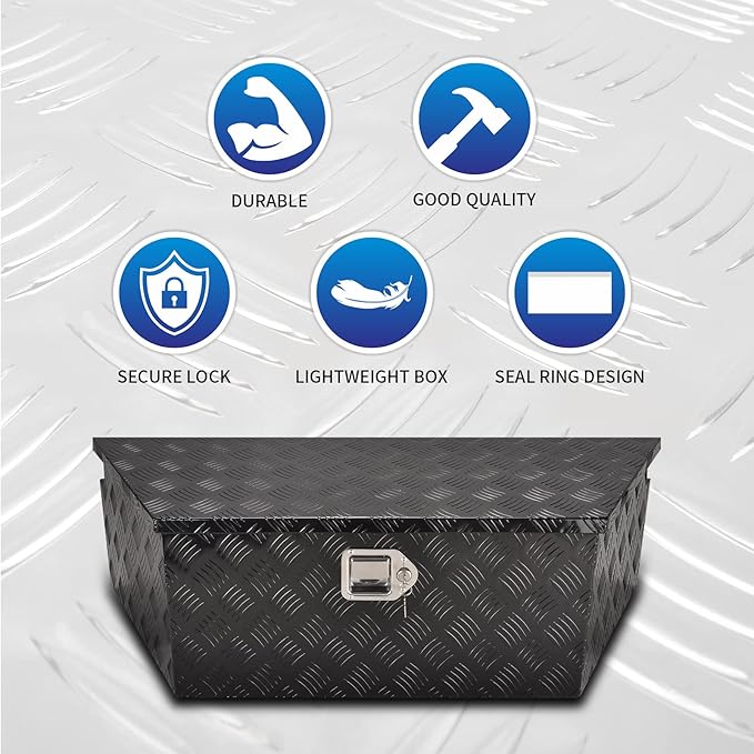 39'' Aluminum Trailer Tongue Toolbox,Waterproof utility trailer tool box竊똓V Trailer, ATV with Lock & Keys, Black(39"x16.5"x12")