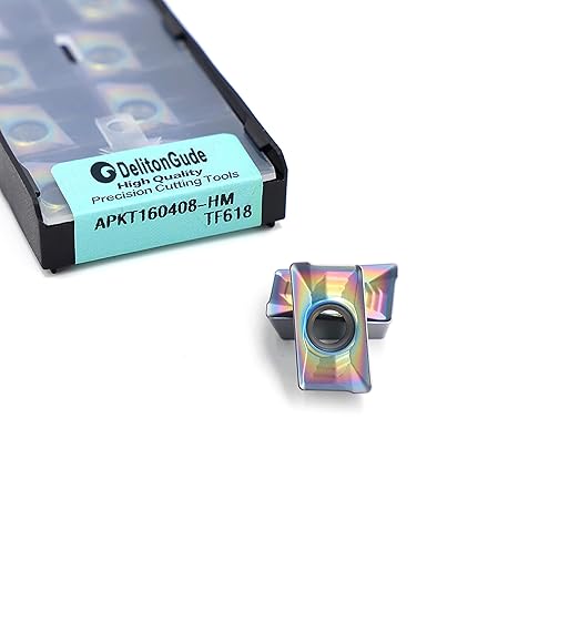 10Pcs APKT160408-HM Lathe Indexable Solid Carbide Milling Turning Insert for The Finishing of Steel and Other Hard Metal HRC60 (APKT160408-HM TF618)