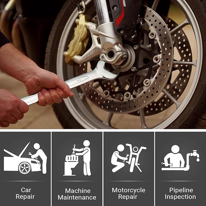 Jetech 34mm Combination Wrench, Industrial Grade Cr-V Steel Spanners with Precise 12 Point Opening, Off-Corners Design