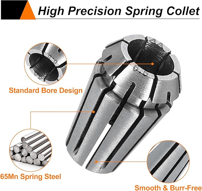 HARFINGTON Spring Collet Chuck ER11 6.5mm 65Mn Spring Steel Precision Router Collets for CNC Engraving Milling Lathe Tool