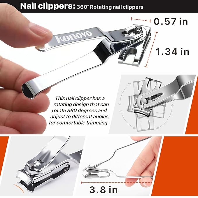Konovo Ingrown Toenail Tool Kit 9 Pcs, Toe Nail Clippers for Adult and Seniors, Large Toenail Clipper for Ingrown Toenail Treatment/Thick Nails
