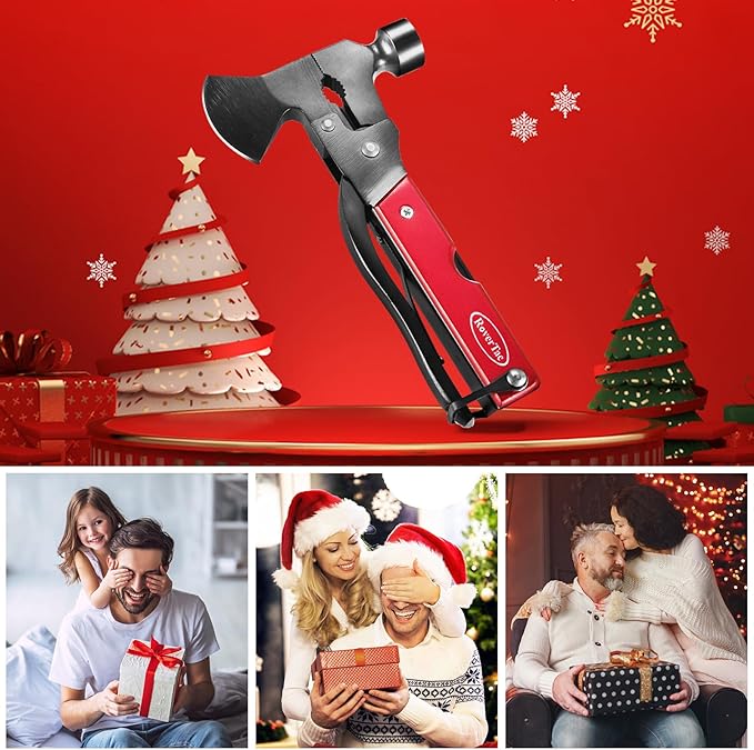 RoverTac 14-in-1 Multitool Camping Axe Hatchet ??Essential Camping Gear with Knife, Hammer, Saw, Bottle Opener, Screwdriver ??Multi Tool with Sheath ??Gifts for Men, Dad, and Outdoor Adventures