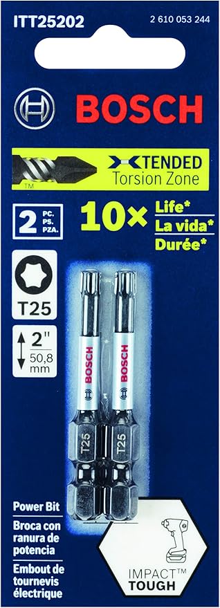 BOSCH ITT25205 5-Pack 2 In. Torx #25 Impact Tough Screwdriving Power Bits
