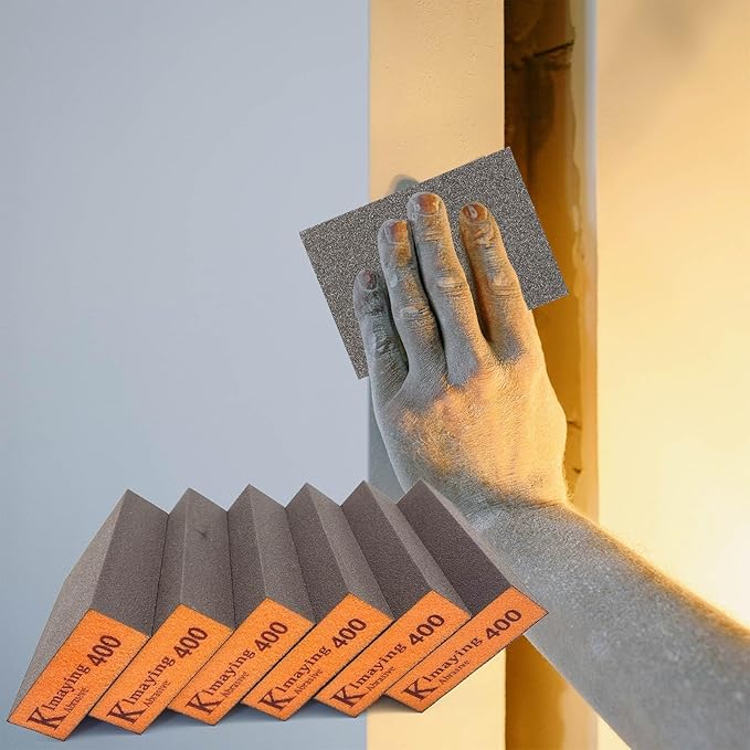 Sanding Sponge, 400 Grit Assortment Sanding Block, Wet and Dry Dual-use Sander Sponges for Drywall Metal, Sandpaper Sponge for Wood, Washable and Reusable