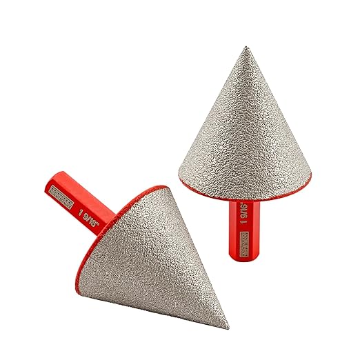 DT-DIATOOL Diamond Beveling Chamfer Bit 1-9/16 Inch with Hex Shank, 2-Pack for Tile Porcelain Ceramic Granite Marble Existing Holes Enlarging Polishing Shaping Trimming Repairing