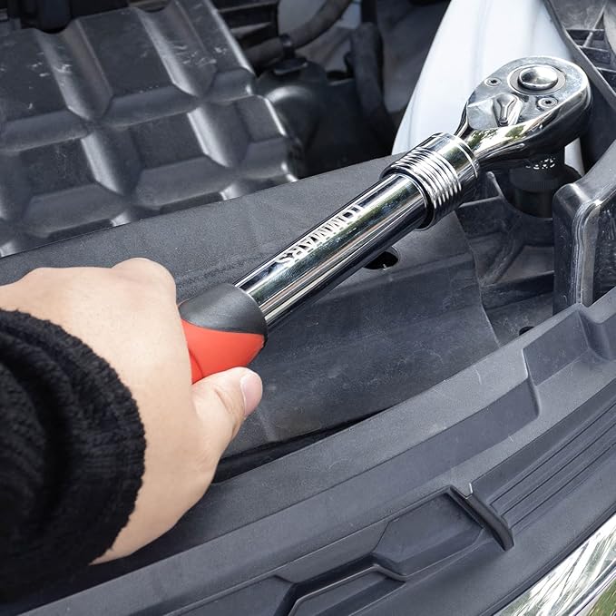 TOMMARS Extendable Ratchet Wrench Set, 1/4" 3/8" 1/2" Drive 72-Tooth Quick-release Retractable Socket Wrench Reversible Gift for Men Mechanic Hand Tools