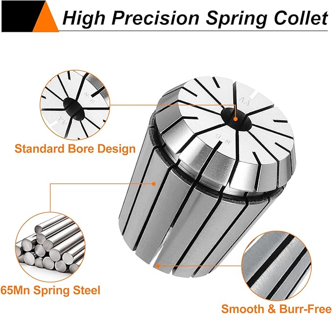 HARFINGTON Spring Collet Chuck ER40 9mm 65Mn Spring Steel Precision Router Collets for CNC Engraving Milling Lathe Tool