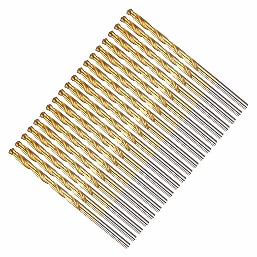 Drill Bit, 5/32" Cutting Diameter, 4341 HSS Jobber Bits TiN Coated 135° Cutting Angle - (Applications: for Drilling Soft Metal Plastic Wood), 20-Pieces