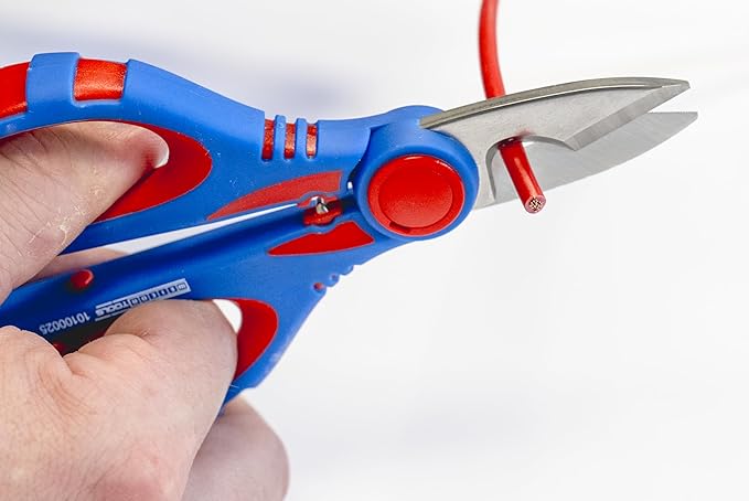 WEICON TOOLS Electrician scissors XL | Mulfifuntional Heavy Duty scissors for cutting, stripping and crimping | Easy all purpose cutting | with protective cover | ideal for copper and aluminium cables