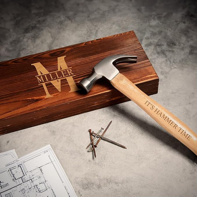 Handcrafted Bonds Personalized Hammer – Engraved with Text, Perfect Handyman Gift for Father’s Day, Anniversaries, or Birthdays,13"