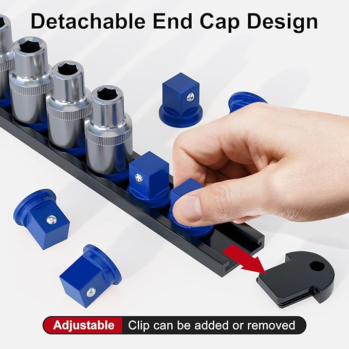 FivePears 3PCS 360째 Socket Organizer Twist Lock,3/8 1/4 1/2 Socket Storage Rails, Premium Quality Socket Holders for Tool Box 竊똖ool Carts竊똂ontains up to 40 Clips (Blue, Red and Black)