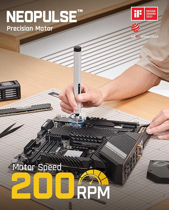 Fanttik E1 Max Electric Screwdriver, Mini Precision Screwdriver Set, 50 Magnetic Bits, Magnetic Storage, 5/32?섃섽ex, Repair Tool Kit for Electronics Phone Camera Laptop Watch (Silver)