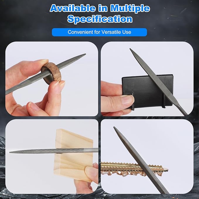 MORROWIND Small 6-Piece Needle File Set, Diameter 0.11" Length 5.51" Hardened Alloy Steel Mini File for Metal Wood Plastic, Includes Flat, Warding, Square, Triangular, Round, Half-Round, Blue