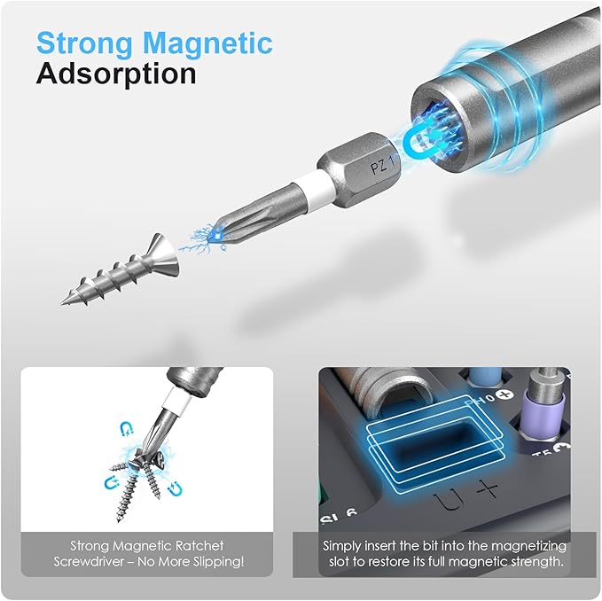 42 in 1 Magnetic Screwdriver Set, Multi Bit DIY Ratchet Screwdriver Set T Handle Detachable, Compact and Portable Versatile Precision Tool Kit for PC, Furniture, Bicycle