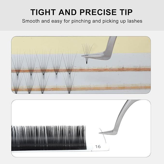 Ms.Queen Eyelash Extension Tweezers,Precision Fine Tip Grip Lash Tweezers for Individual and Volume Eyelash Extensions