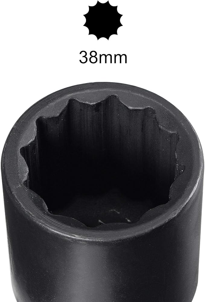 uxcell 3/4-Inch Drive 38mm 12-Point Deep Impact Socket, CR-MO Steel 78mm Length, Metric Sizes