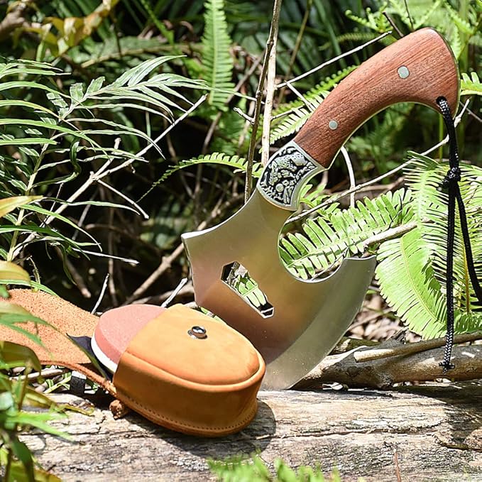 NedFoss Axe Sharpener Tool with Leather Sheath, Sharpening Puck Whetstone Hatchet & Tool Sharpening Stone, Dual Grit Multi-Purpose Sharpener (Red)
