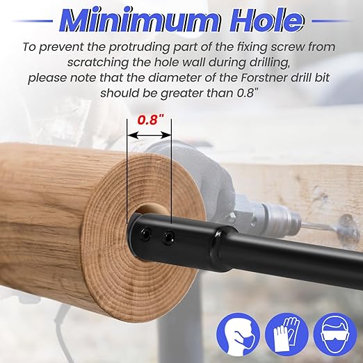 2Pcs 7”＆10” Extra Long Forstner Bit Extension for 3/8" Drill Bit Extension Forstner Bits for Adding Over 5-3/4 to 8-3/4 Inches of Drilling Depth, with Chuck Press Wrench Key (10+13mm)