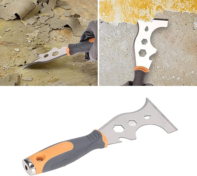 16 in 1 Multifunctional Putty Knife Paint Remover Scraper Tool with Multiple Features and Screwdriver Bits for DIY and Professional Use